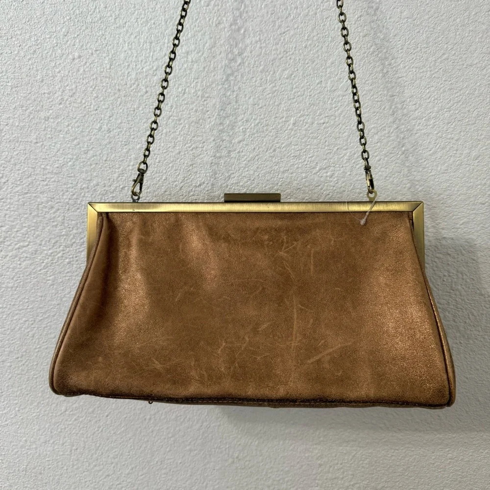 Patricia Nash Purse Clutch Handbag Italian Leather Metallic Sequin‎ Chain Small